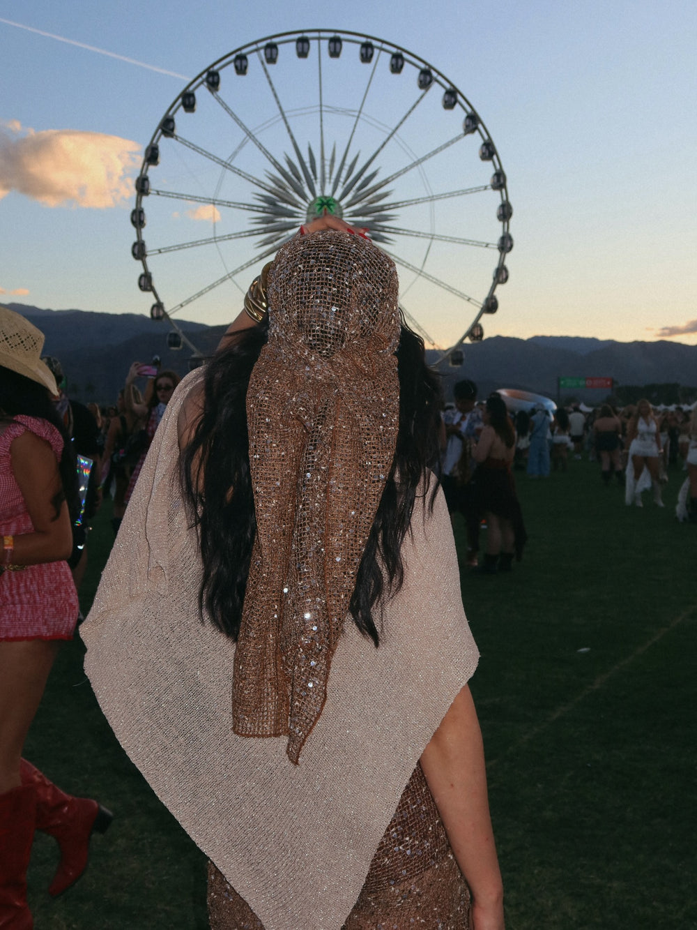 Romana Brown Embroidered Bandana Scarf
