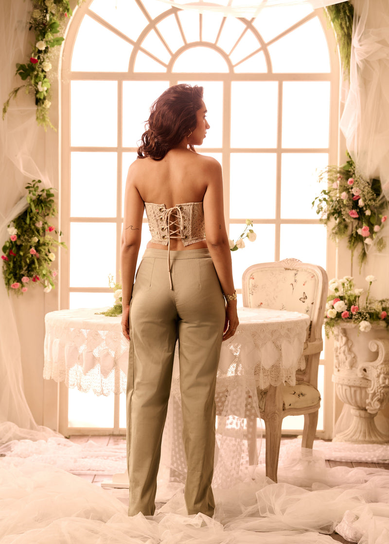 Iveta Khaki Pearl Embellished Strapless Corset Top – Lea Clothing Co.