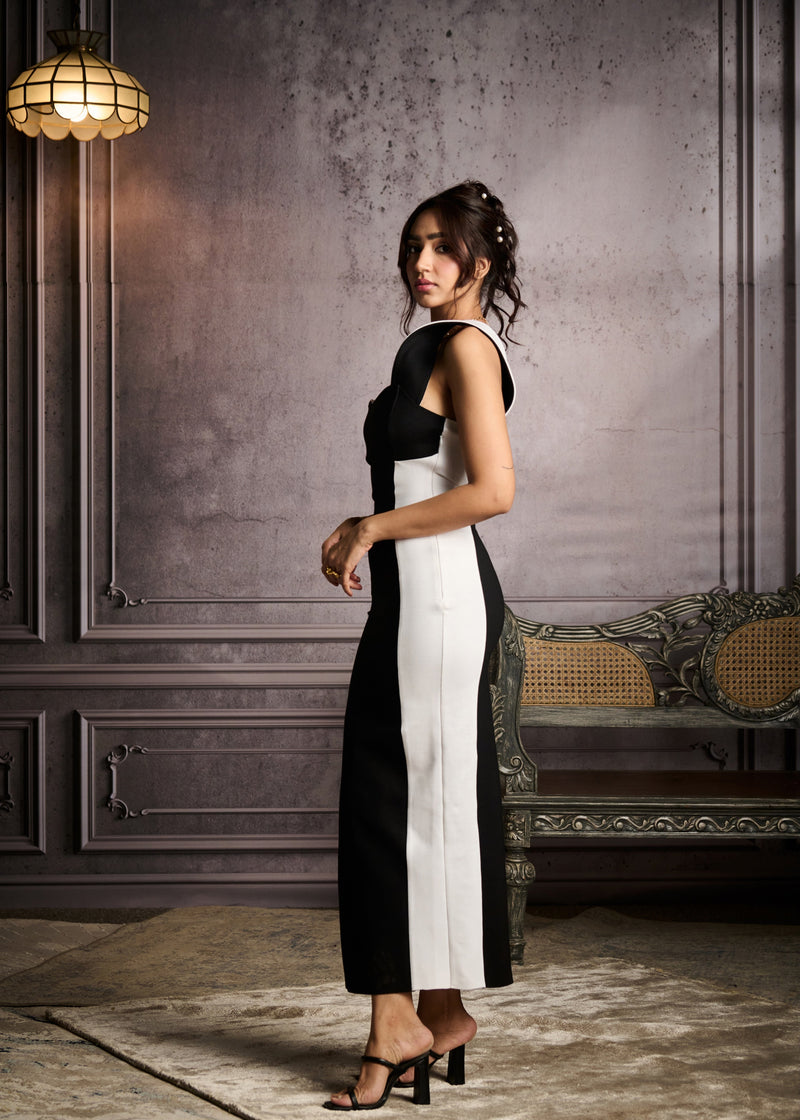 Janet Black Color-Block Structured Sleeve Maxi Dress – Lea Clothing Co