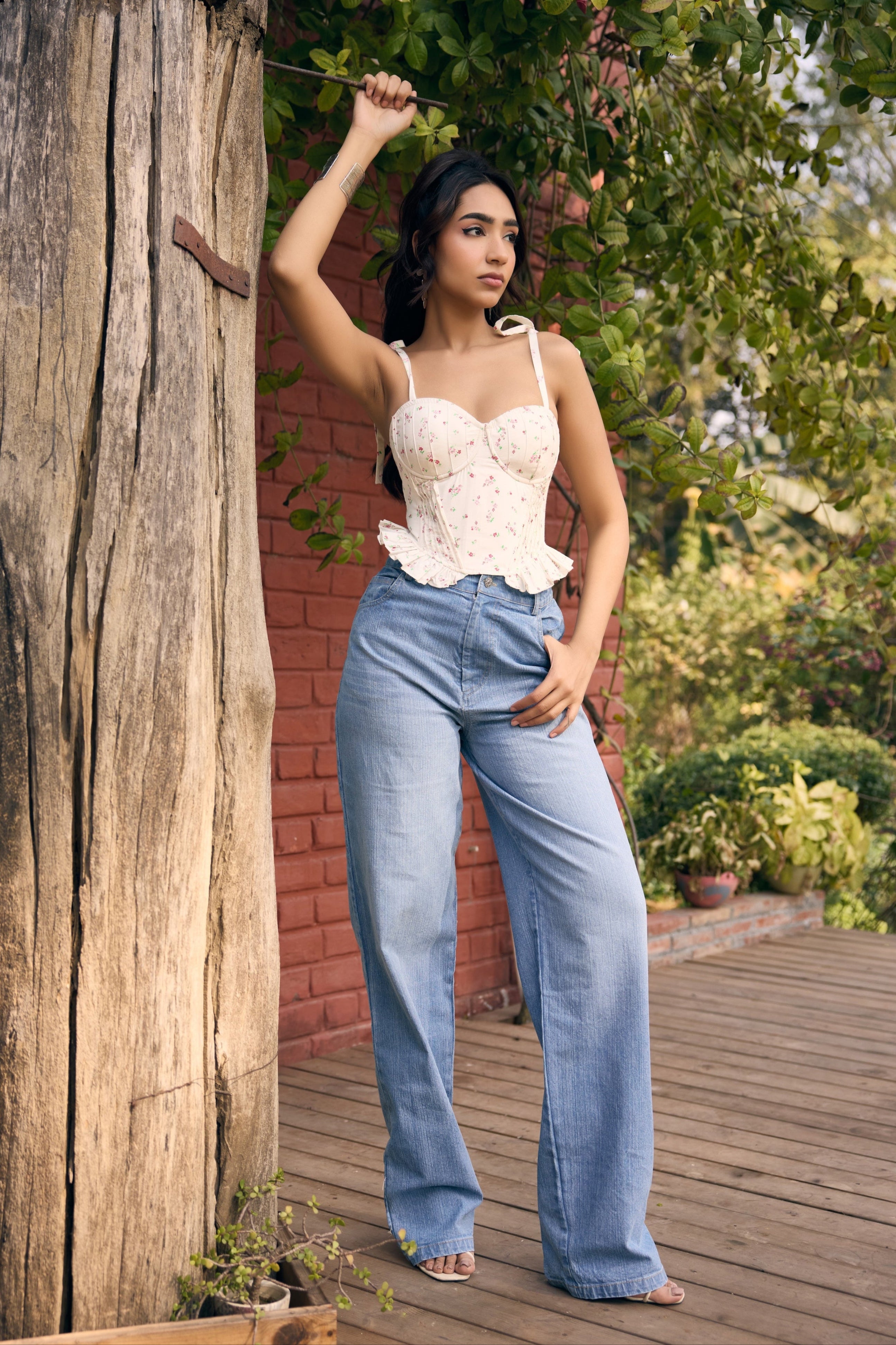 Amberley Blue Hand Embroidered Mid-Waist Jeans