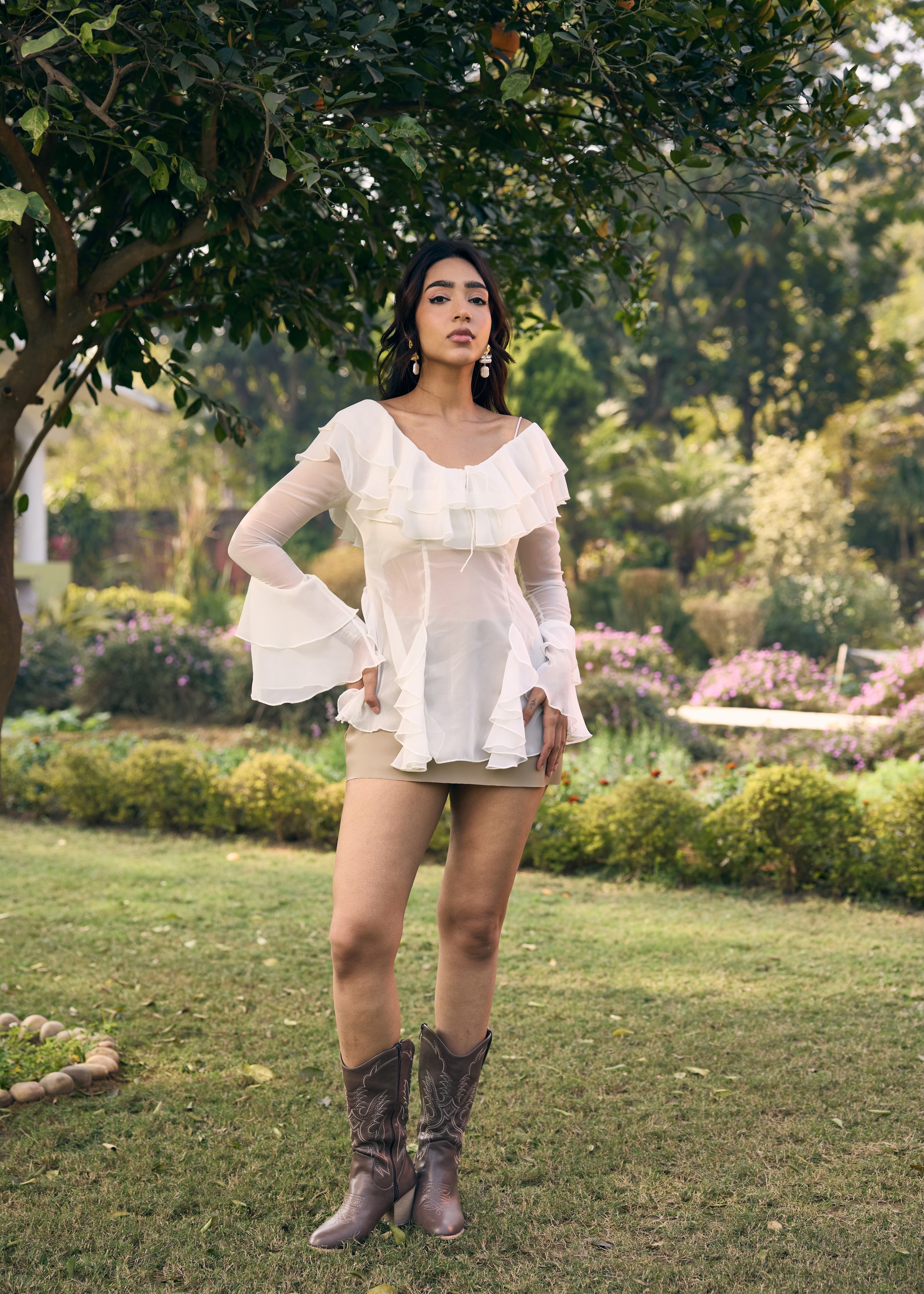 Vilma Khakhi Faux Leather Mini Skort
