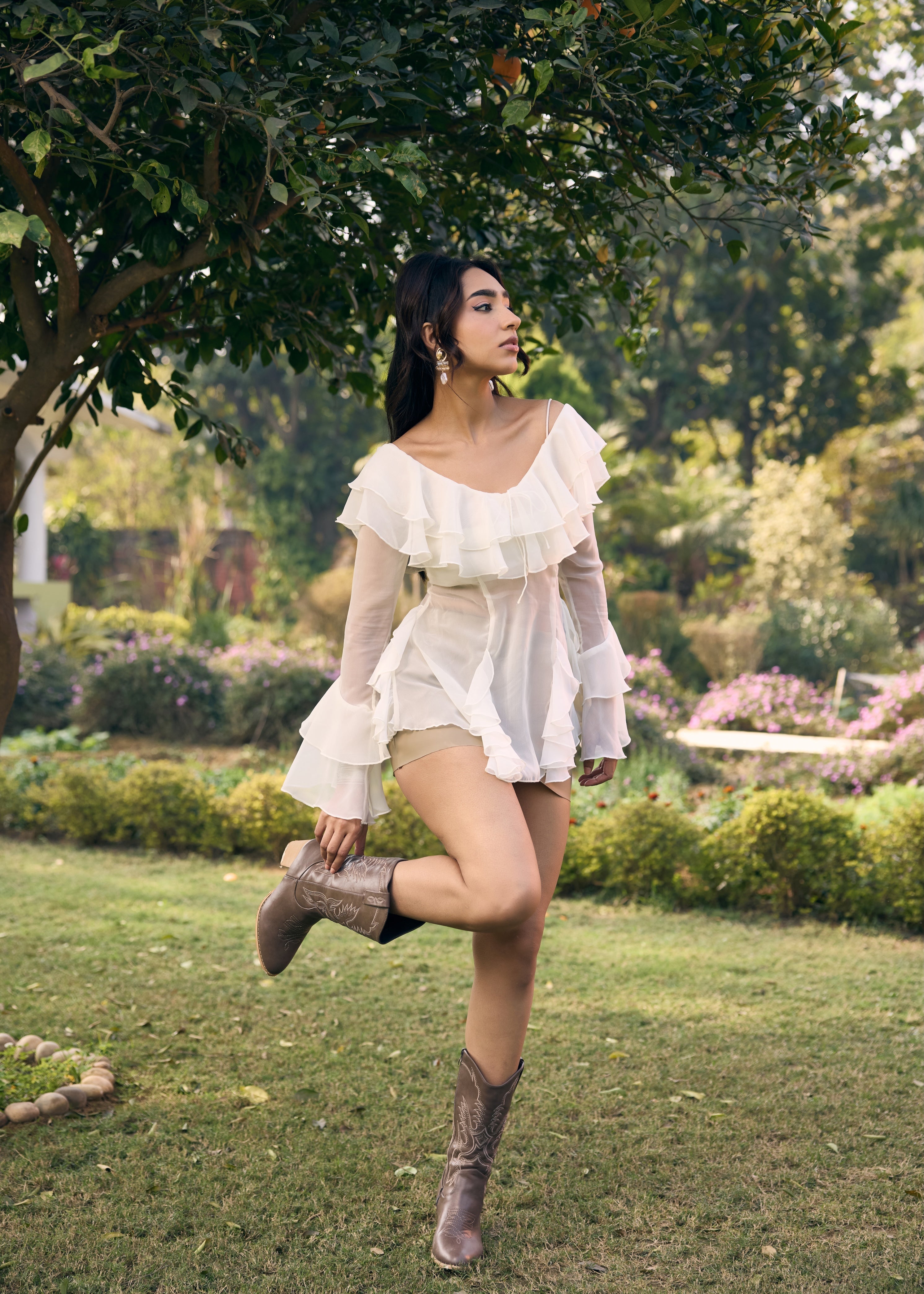 Vilma Khakhi Faux Leather Mini Skort
