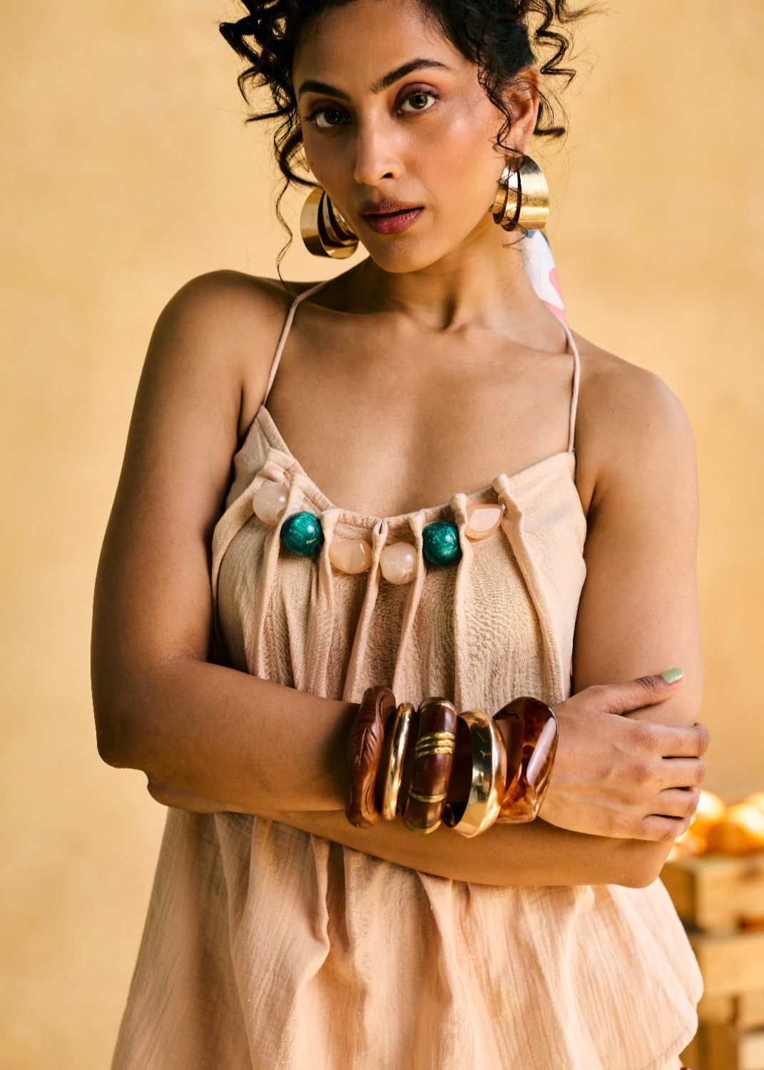 Kesar Breeze Draped Stone Embellished Top