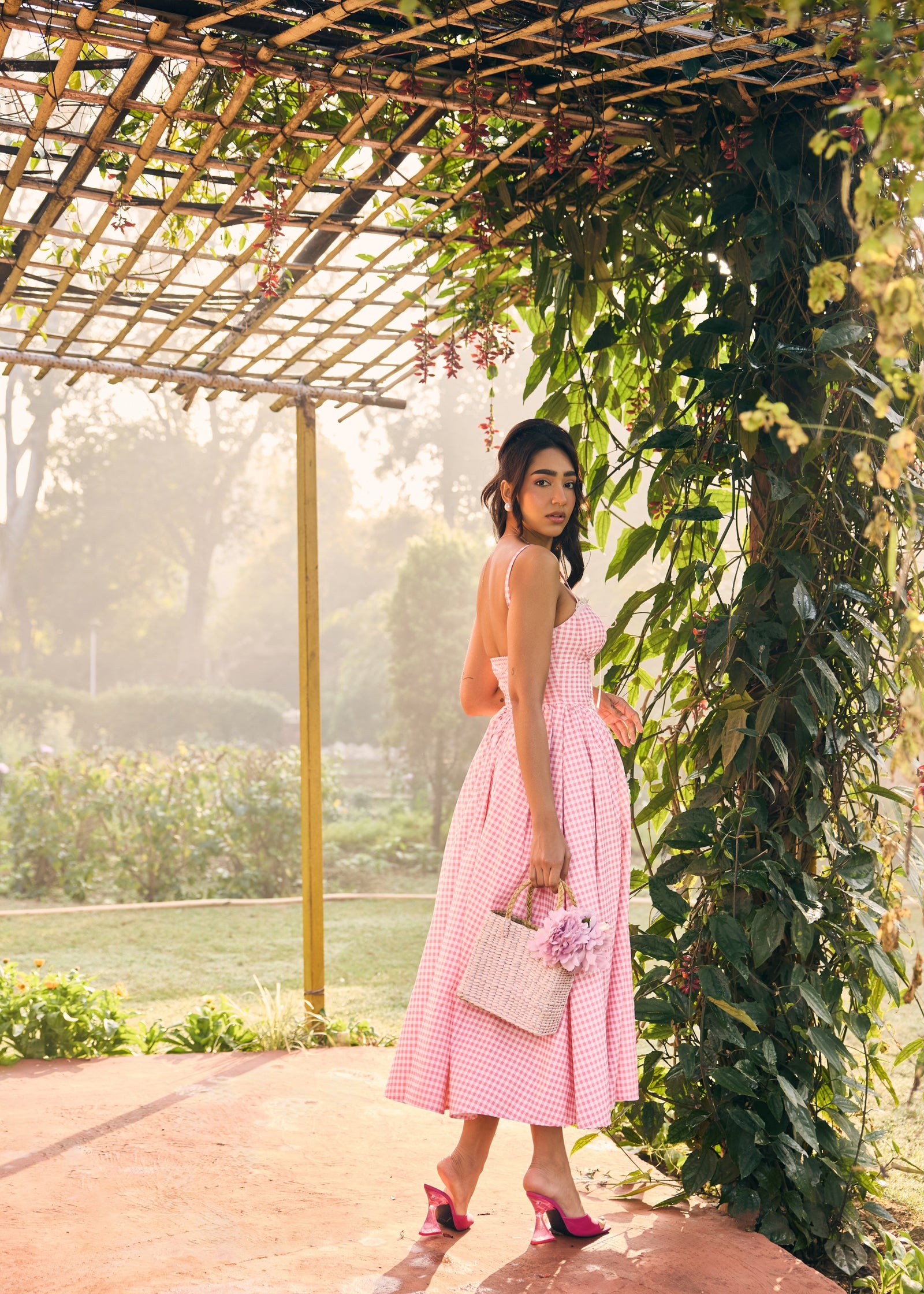 augusta mesh corset dress in light pink Alaya Pink and White Midi Corset Dress – Lea Clothing Co