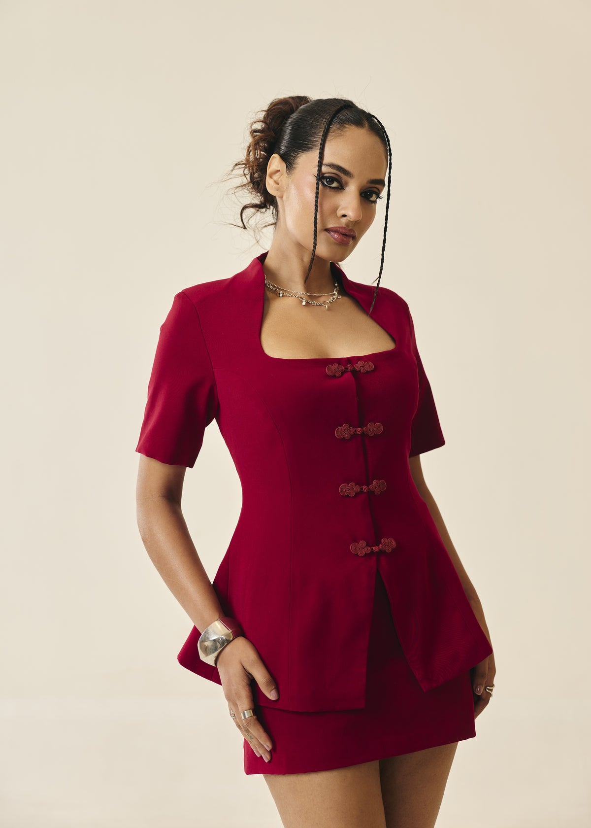 Adalyn Red Tailored Mini Skirt