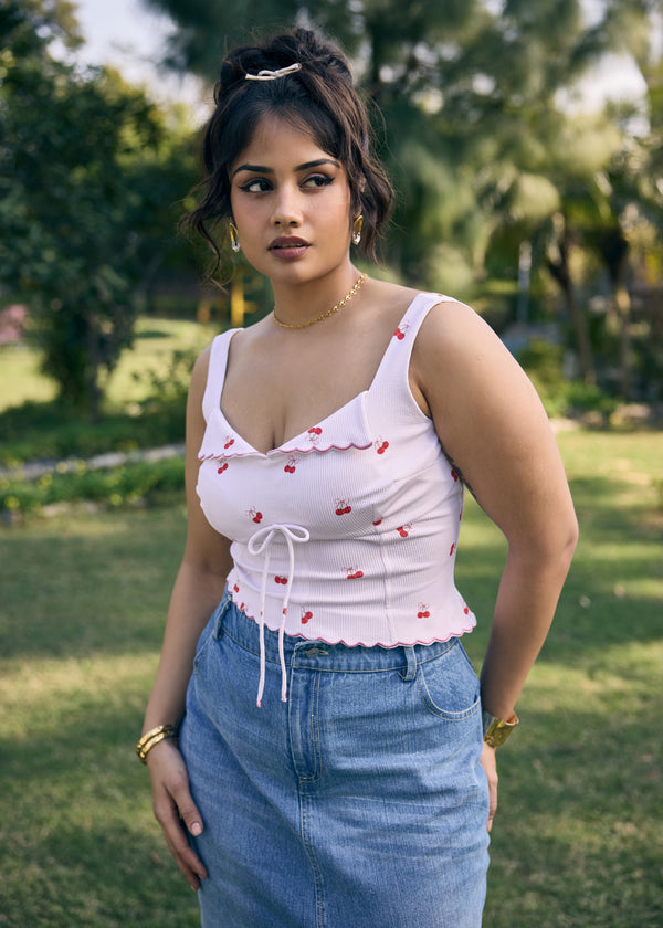 Averil White Printed Top