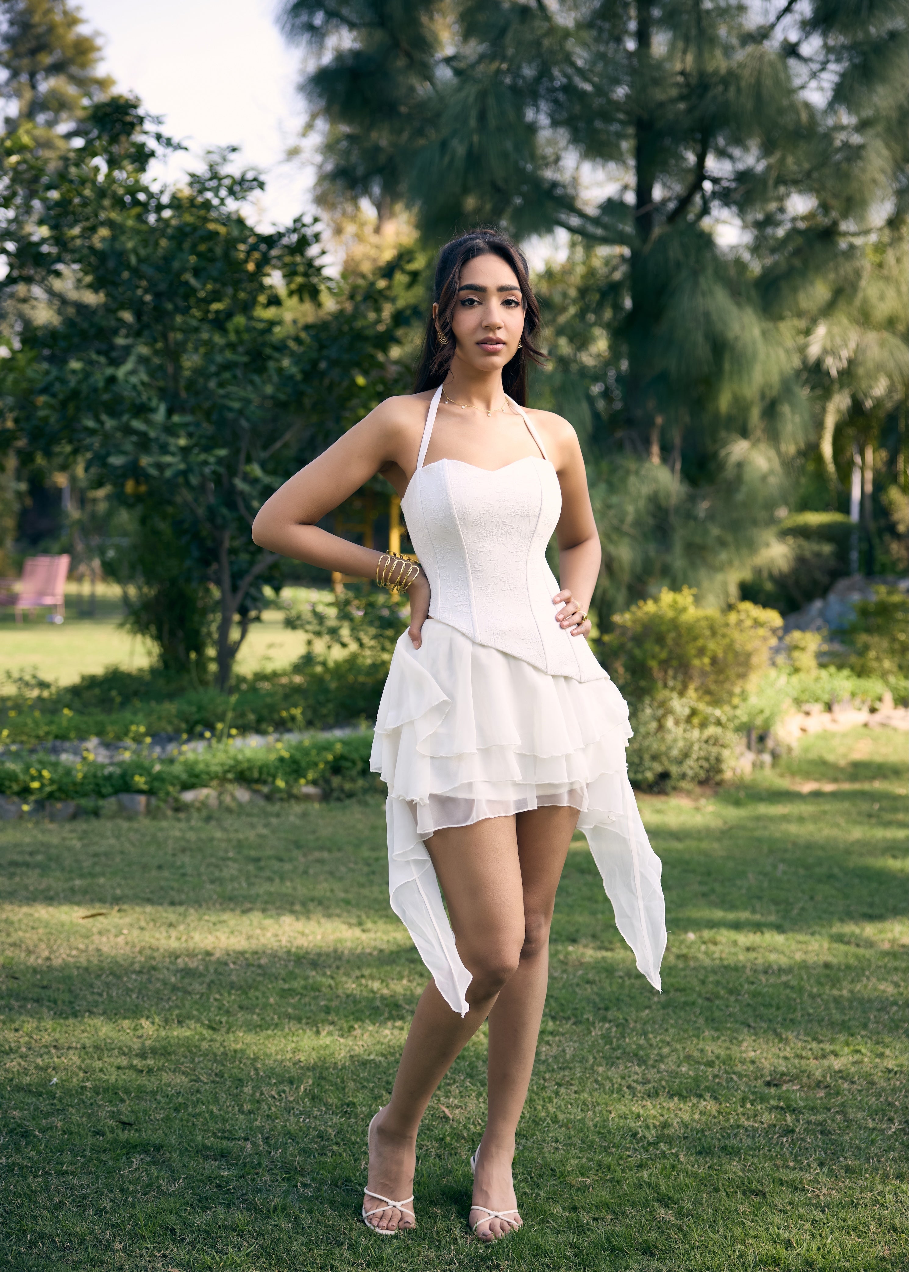 Pamila White Halter Neck Corset