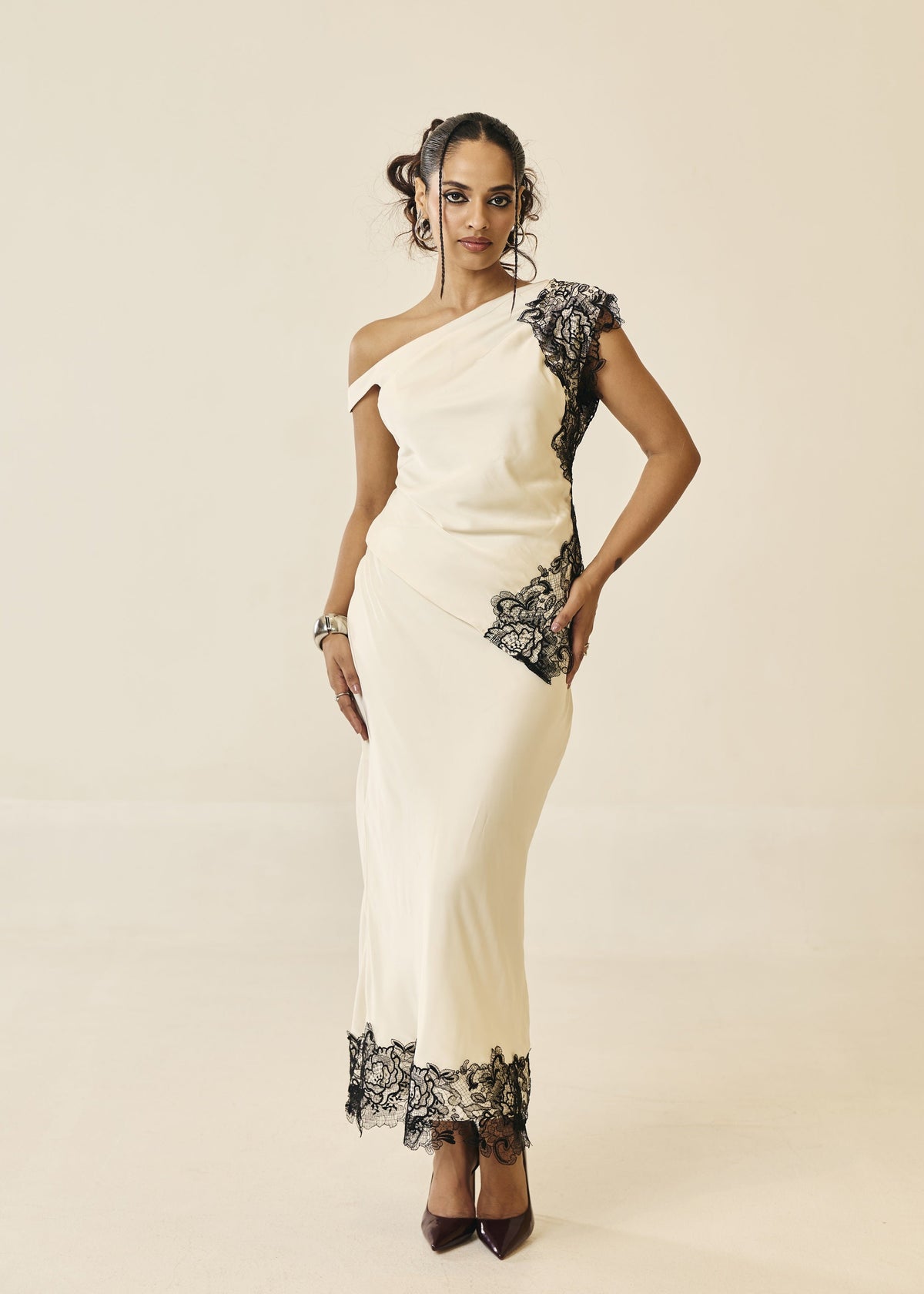 Margaux Ivory One-Shoulder Lace Top