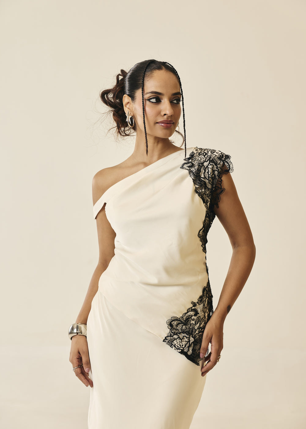 Margaux Ivory One-Shoulder Lace Top