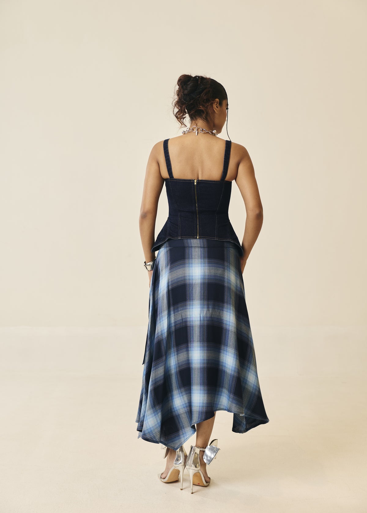 Corsetta Indigo Denim Bustier Structured Top