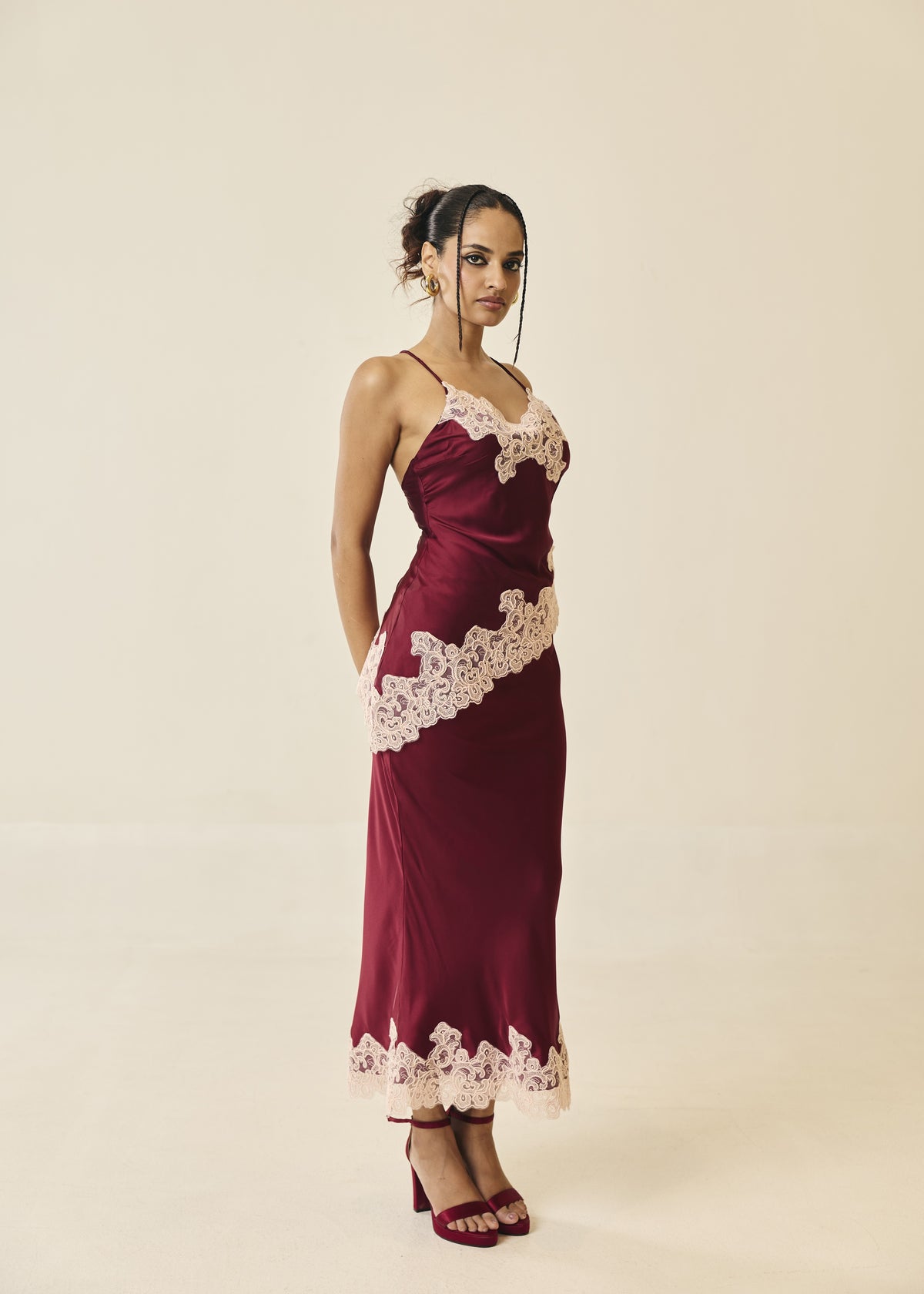 Seraphina Lace-Trim Satin Camisole Top