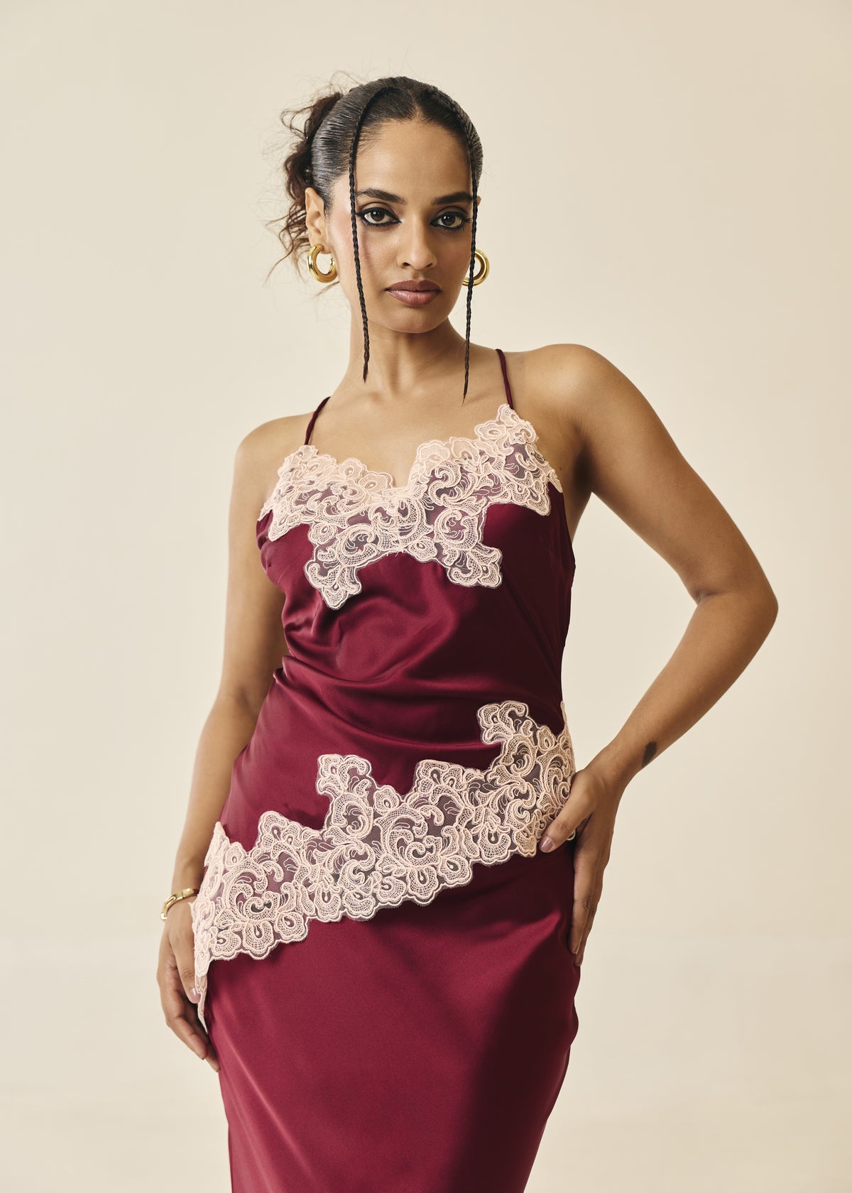 Seraphina Lace-Trim Satin Camisole Top