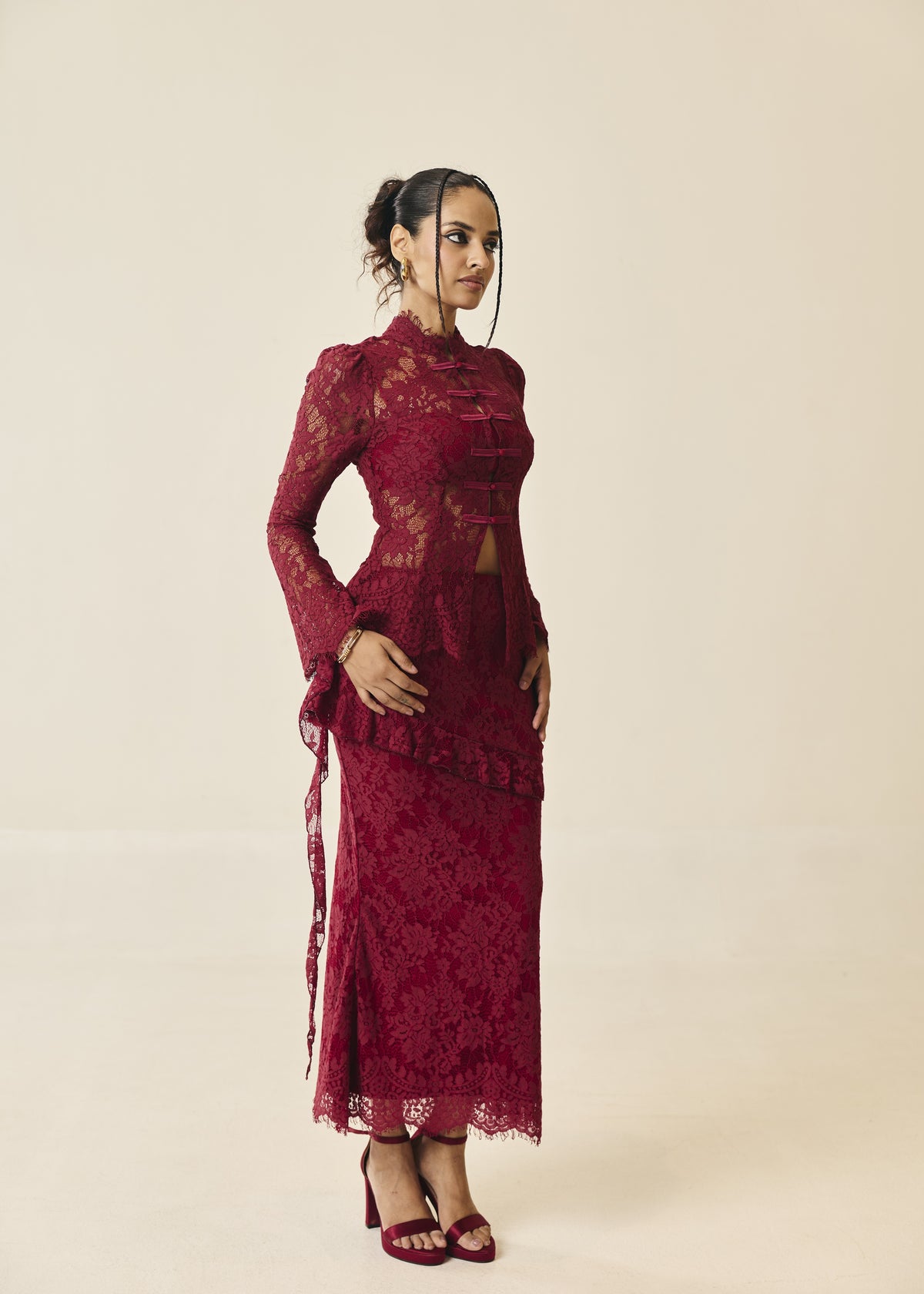 Santorini Burgundy Lace Top