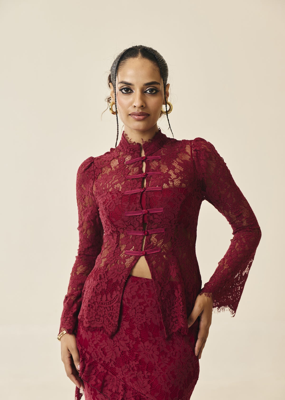 Santorini Burgundy Lace Top