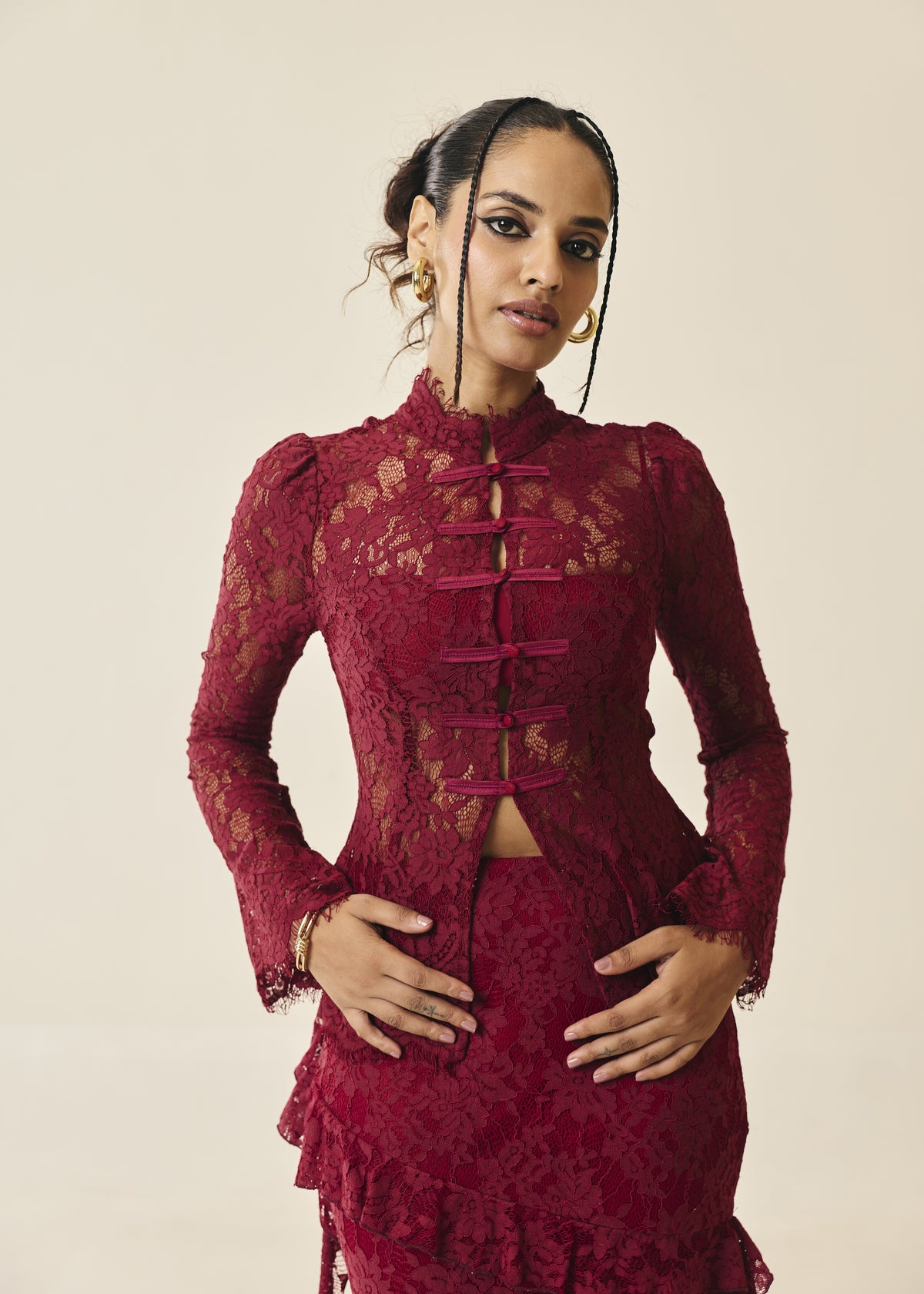 Santorini Burgundy Lace Top
