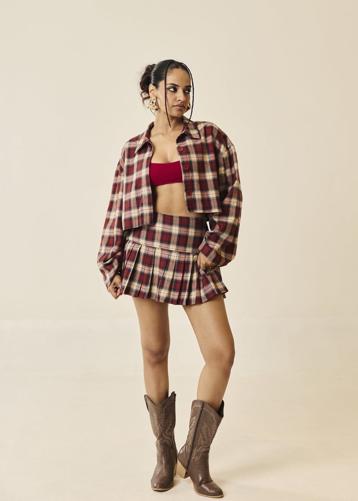Rowen Plaid Pleated Mini Skort