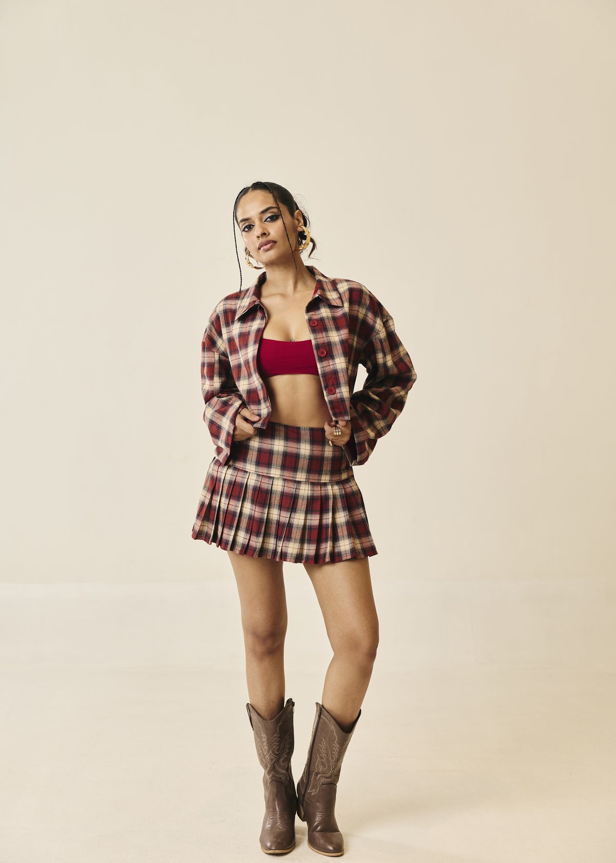 Rowen Plaid Pleated Mini Skort