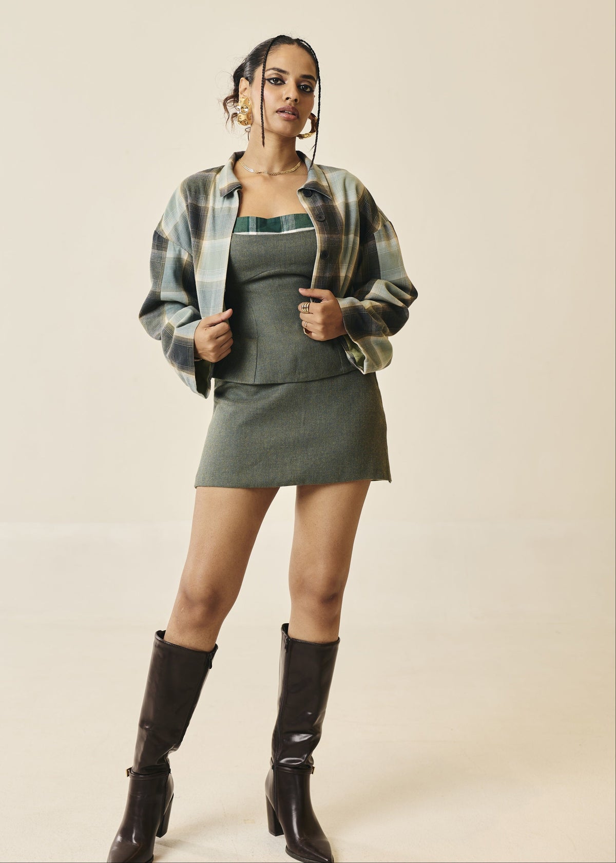 Everdene Green Plaid Oversized Shacket