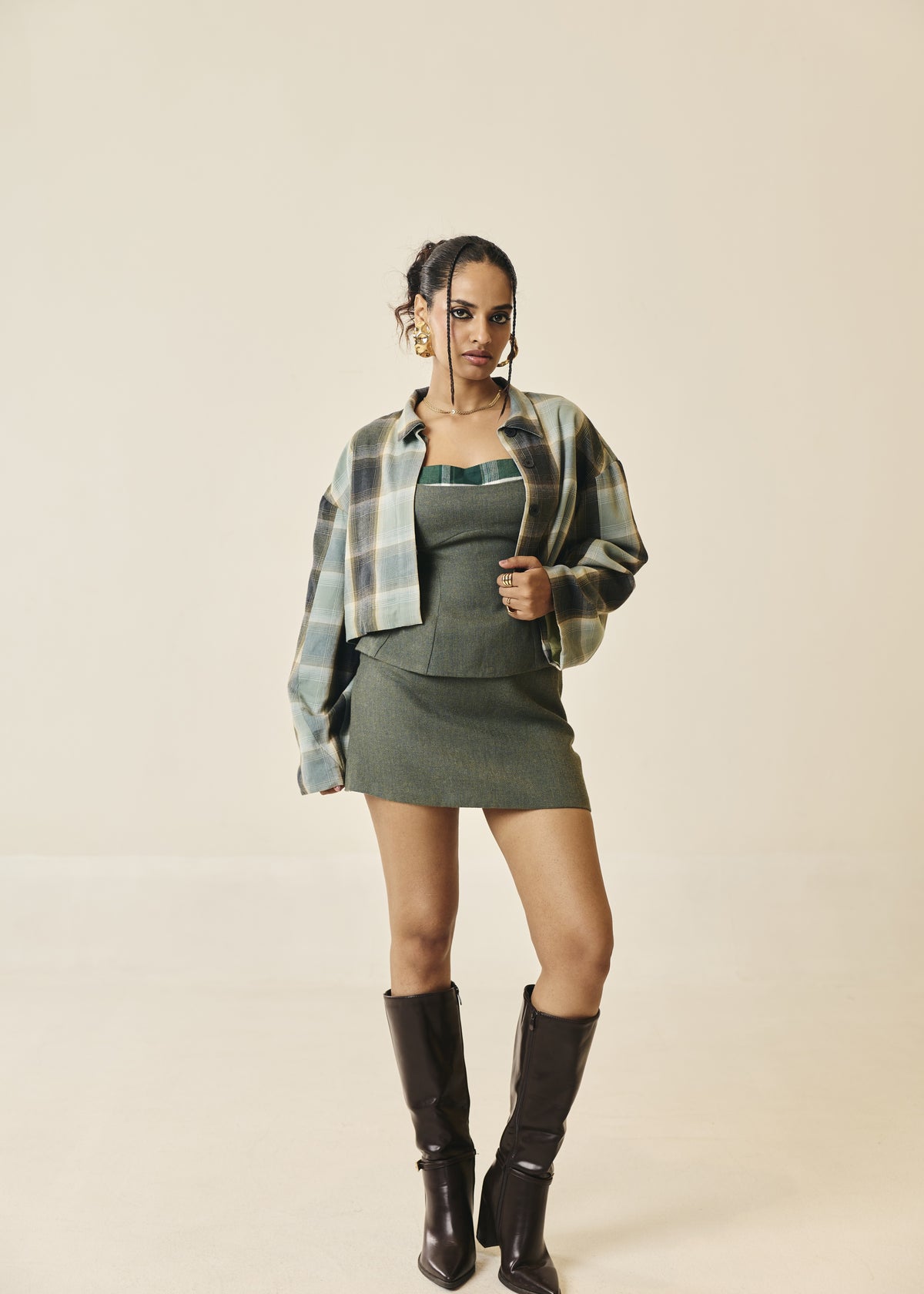 Everdene Green Plaid Oversized Shacket