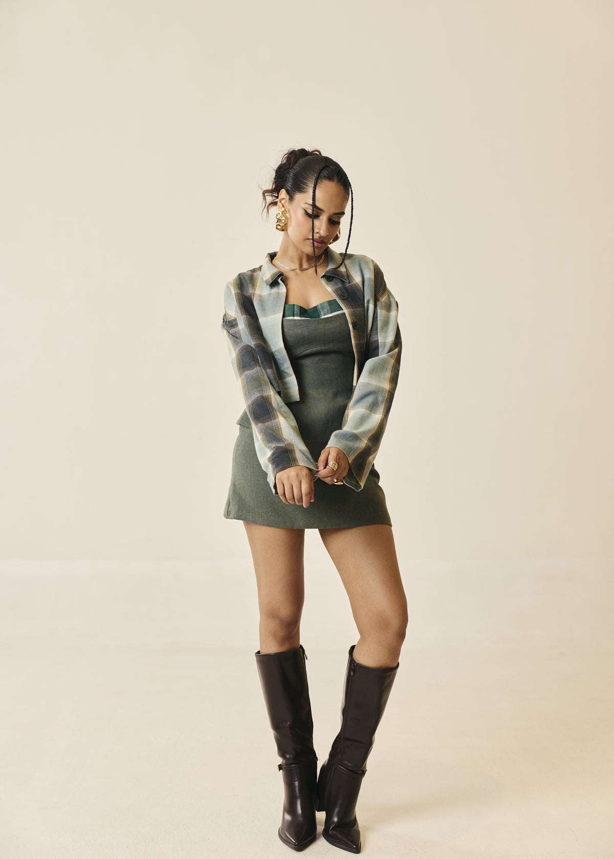 Everdene Green Plaid Oversized Shacket