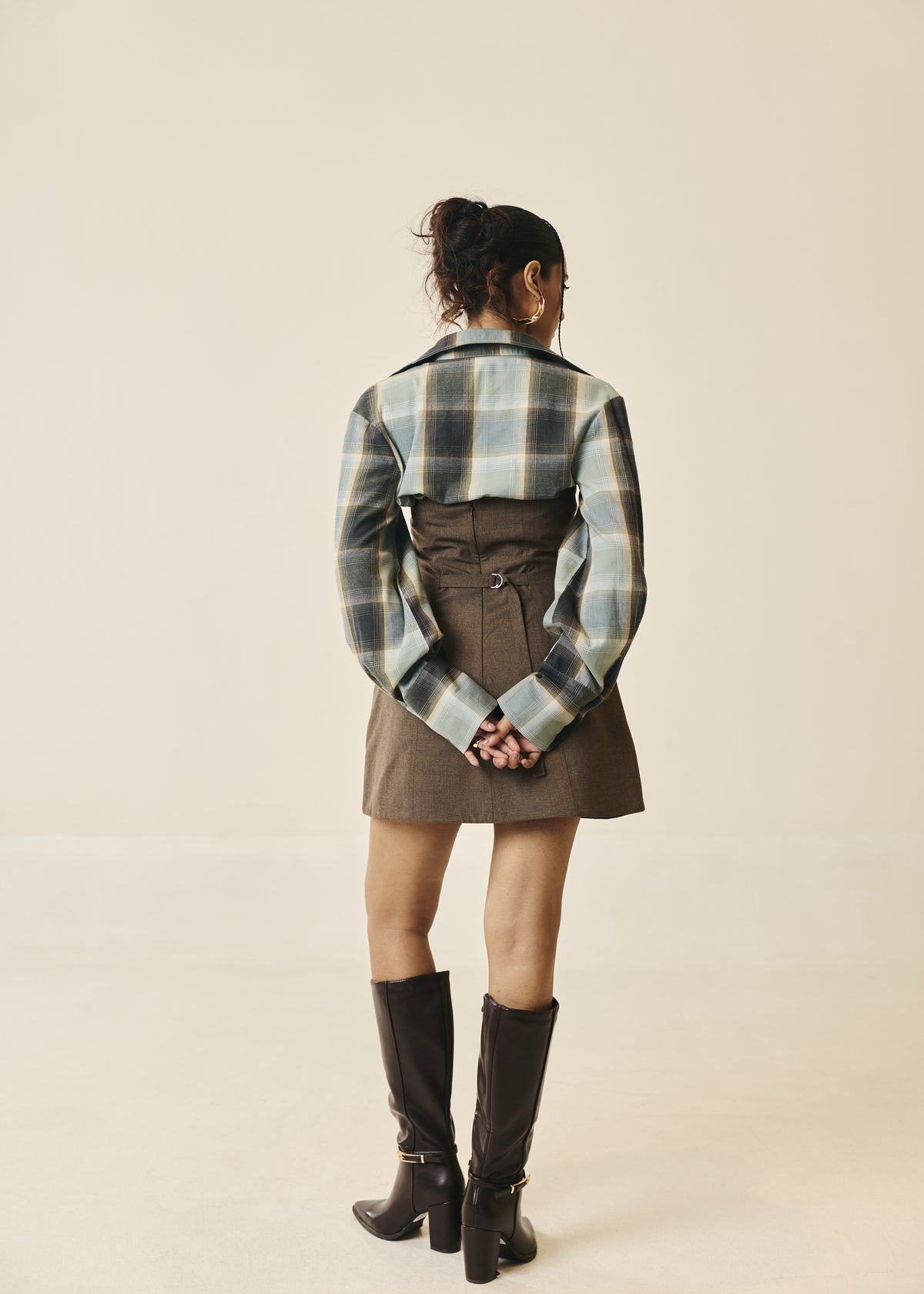 Hazel Brown Structured Mini Dress