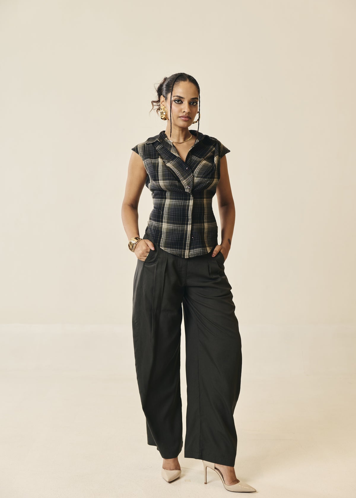 Maverick Moss Plaid Cropped Shirt