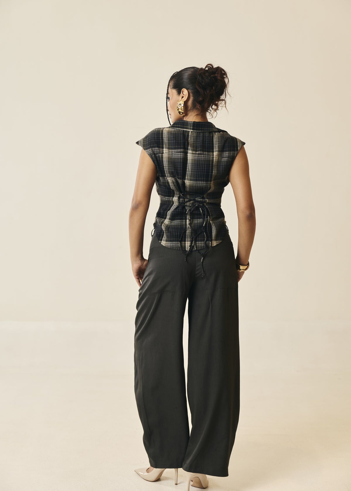 Maverick Moss Plaid Cropped Shirt