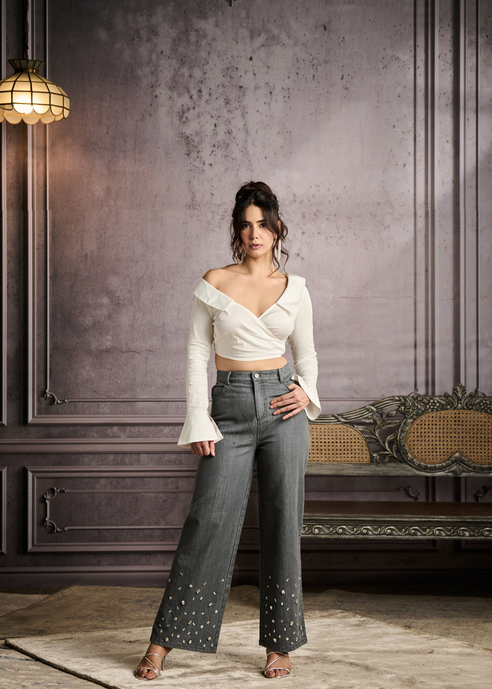 Cosima White Full Sleeves Tailored Blouse