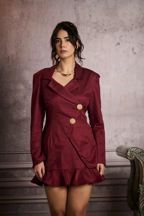 Jessamy Cherry Red Structured Longline Blazer