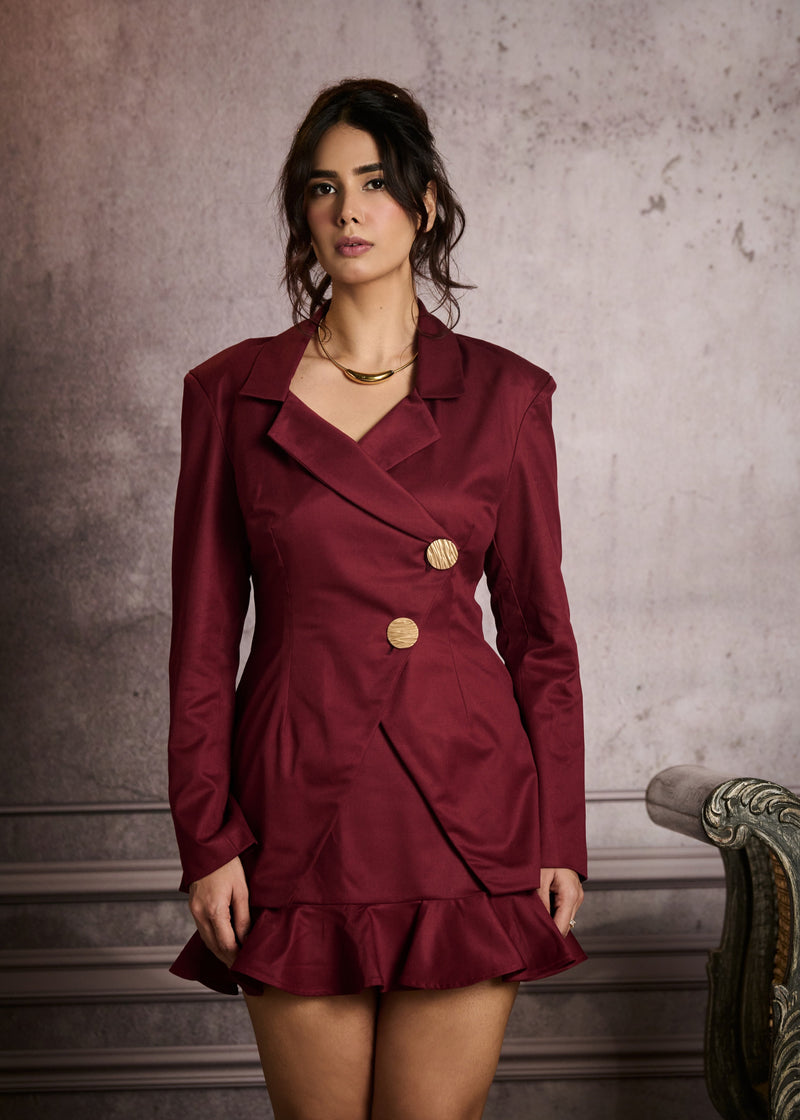 Jessamy Cherry Red Structured Longline Blazer