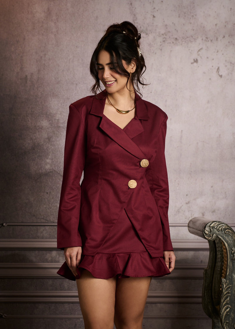 Jessamy Cherry Red Structured Longline Blazer