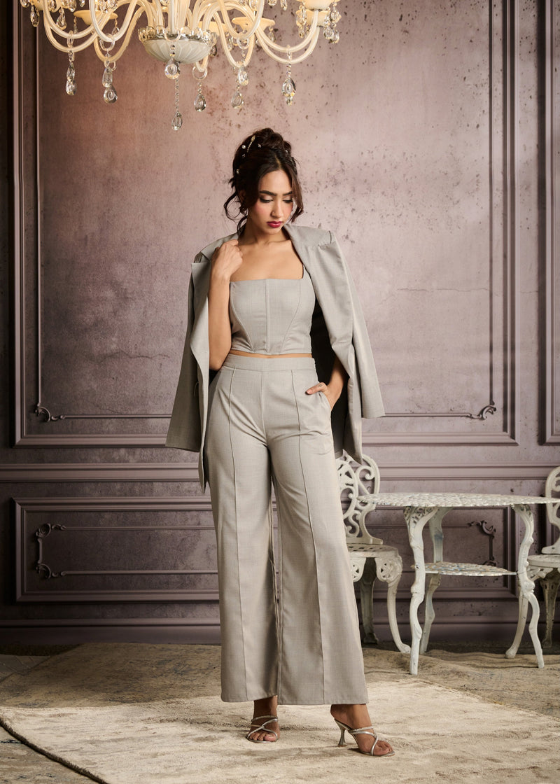 Electra Grey Plaid Tailored Wide Leg Pants