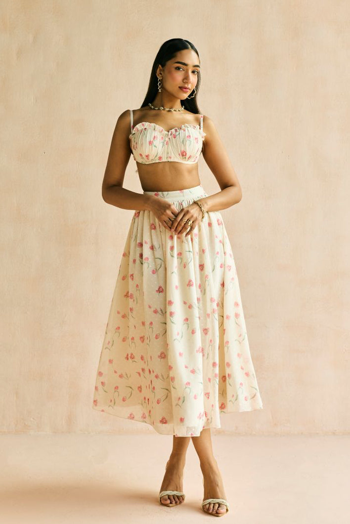 Elara Floral Butter Yellow Bustier Bralette