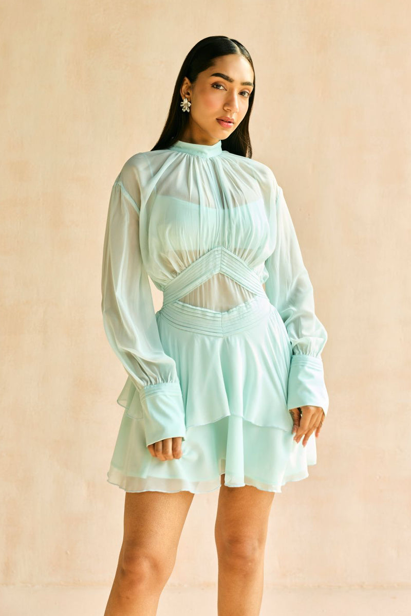 Misty Blue Tiered Ruffled Mini Dress Lea Clothing Co. Misty Blue Tiered Ruffled Mini Dress Lea Clothing Co.