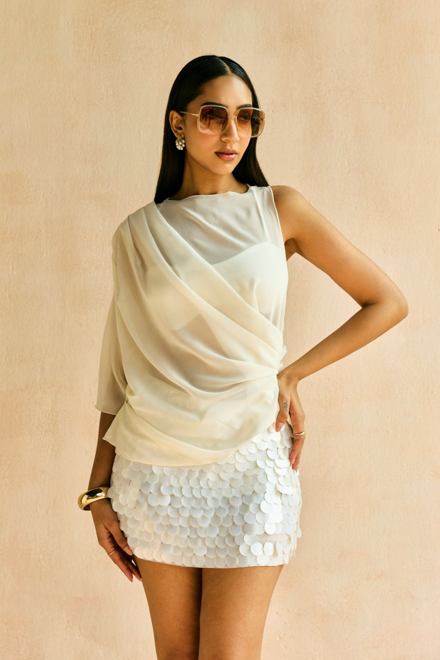 Softfall Drape Georgette Top and Bralette