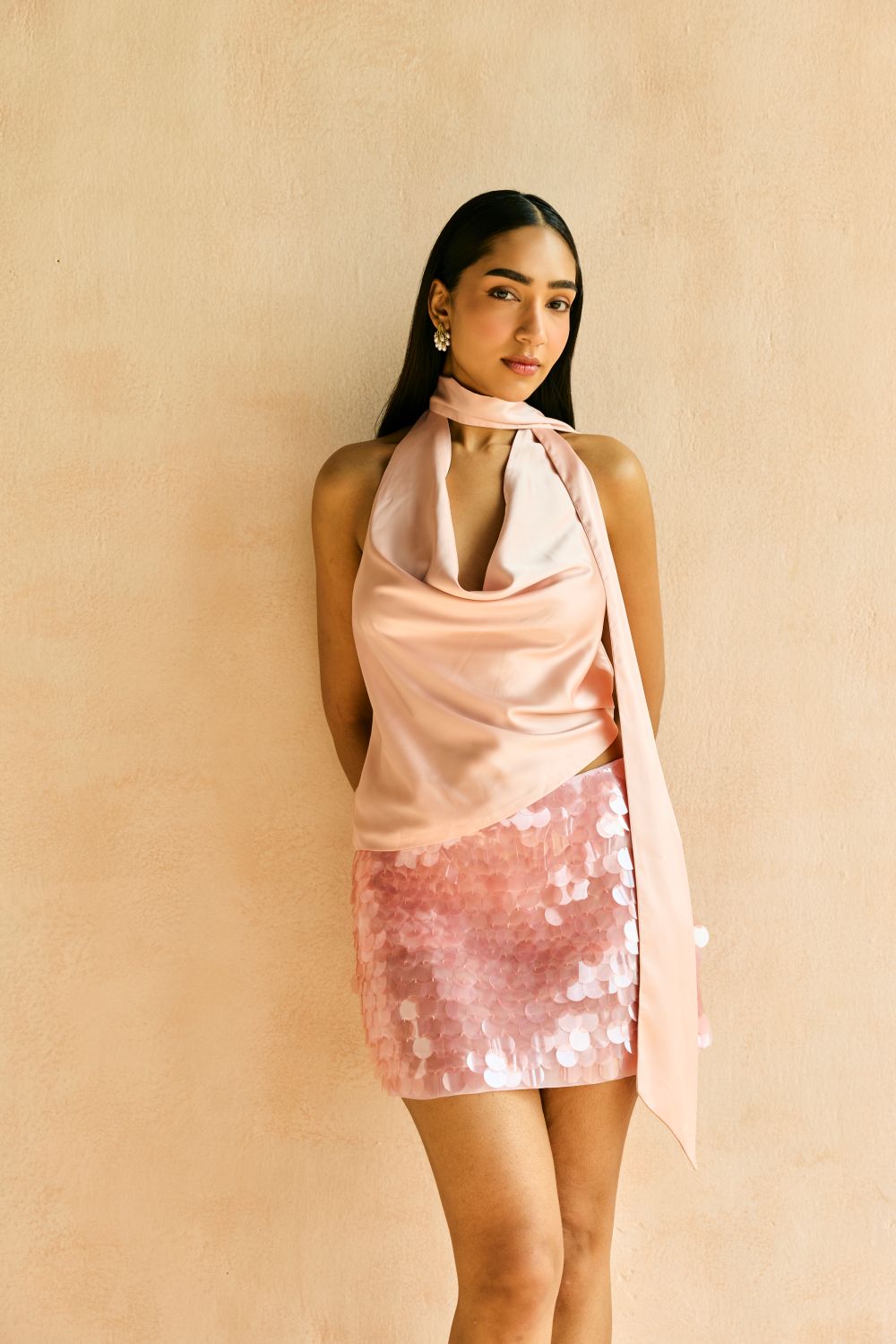 Arina Baby Pink Embellished Skirt