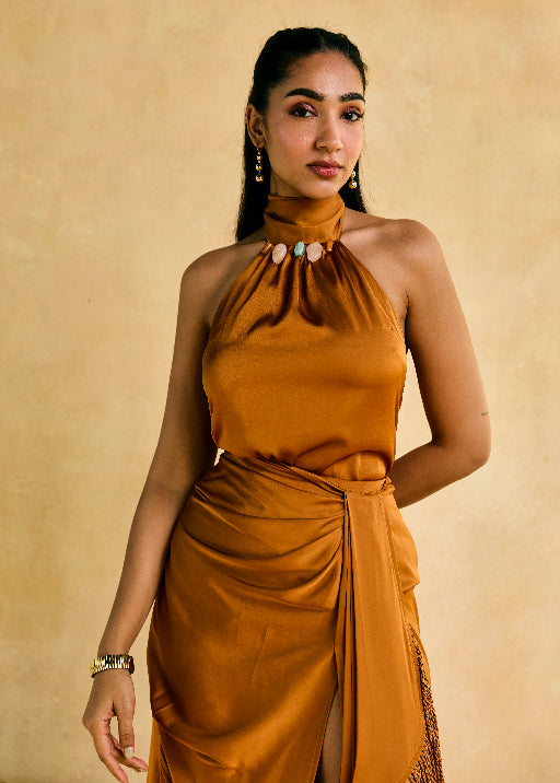 Kinnow Mustard Tassel Drape Skirt