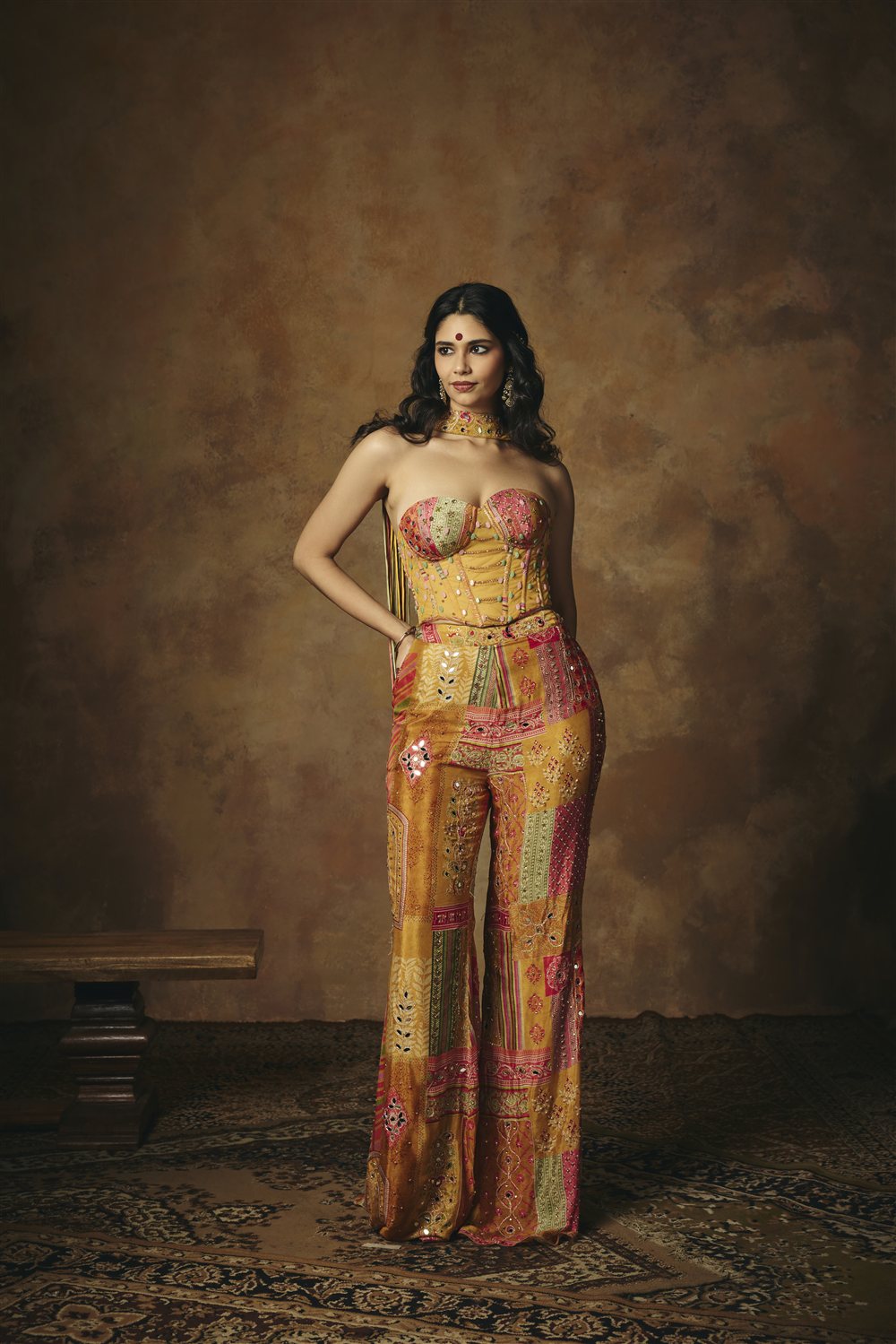 Vasumati Yellow Hand Embroidered Corset Blouse