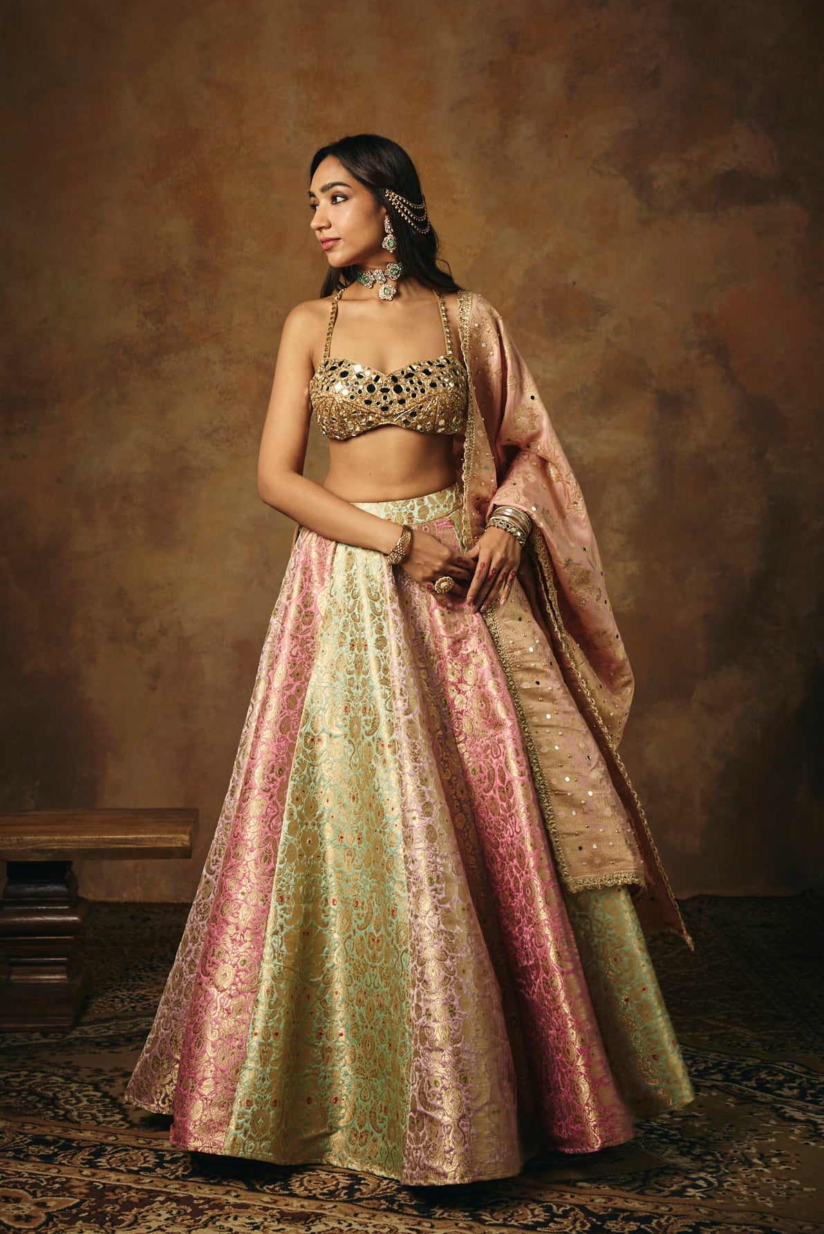Ushasi Gold Mirror Embroidered Blouse