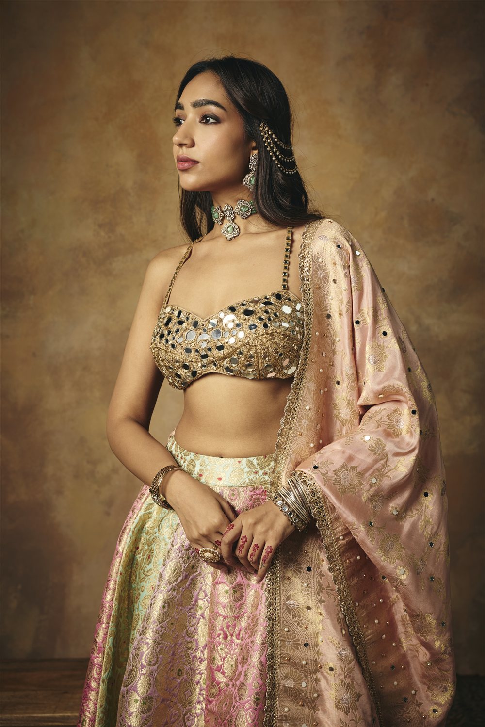 Ushasi Gold Mirror Embroidered Blouse