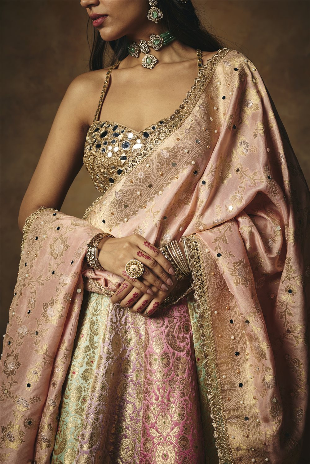 Ushasi Gold Mirror Embroidered Blouse