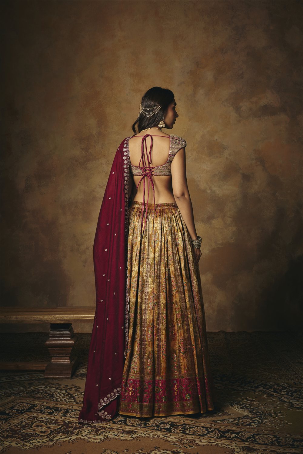 Amaira Burgundy Embroidered Cap Sleeve Blouse