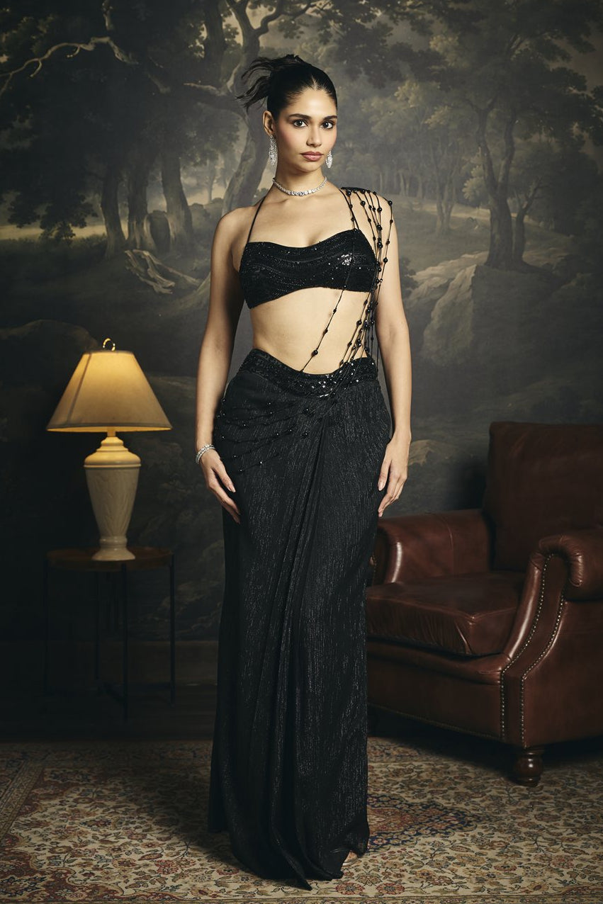 Nyra Black Embroidered Micro Blouse