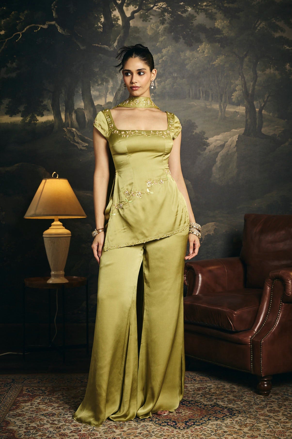 Henna Green Embroidered Y2K Kurta Set