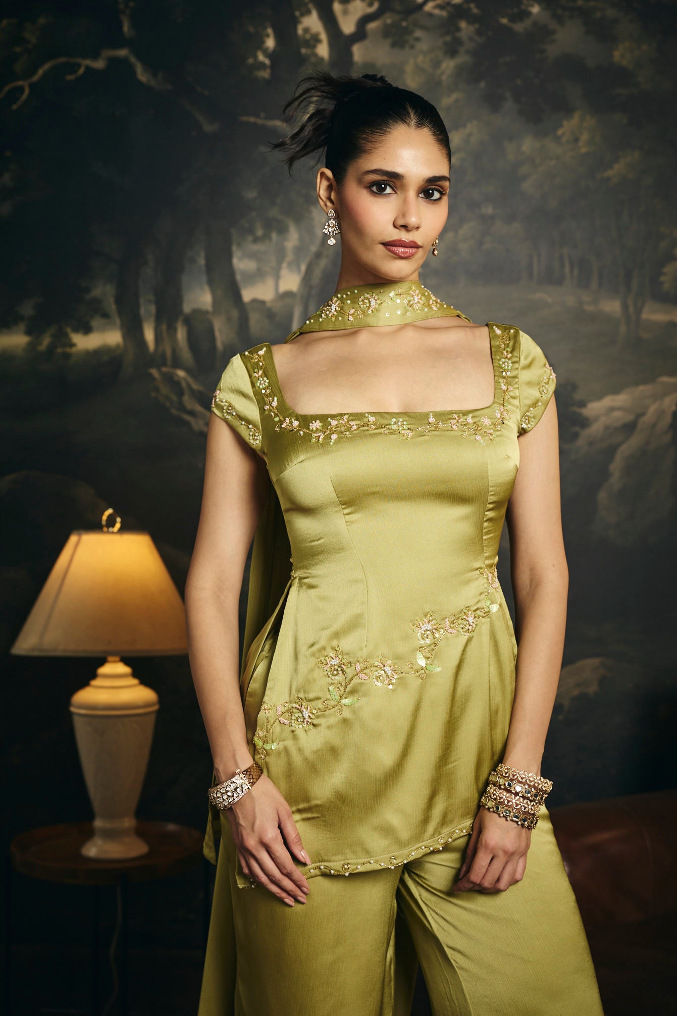 Henna Green Embroidered Y2K Kurta Set