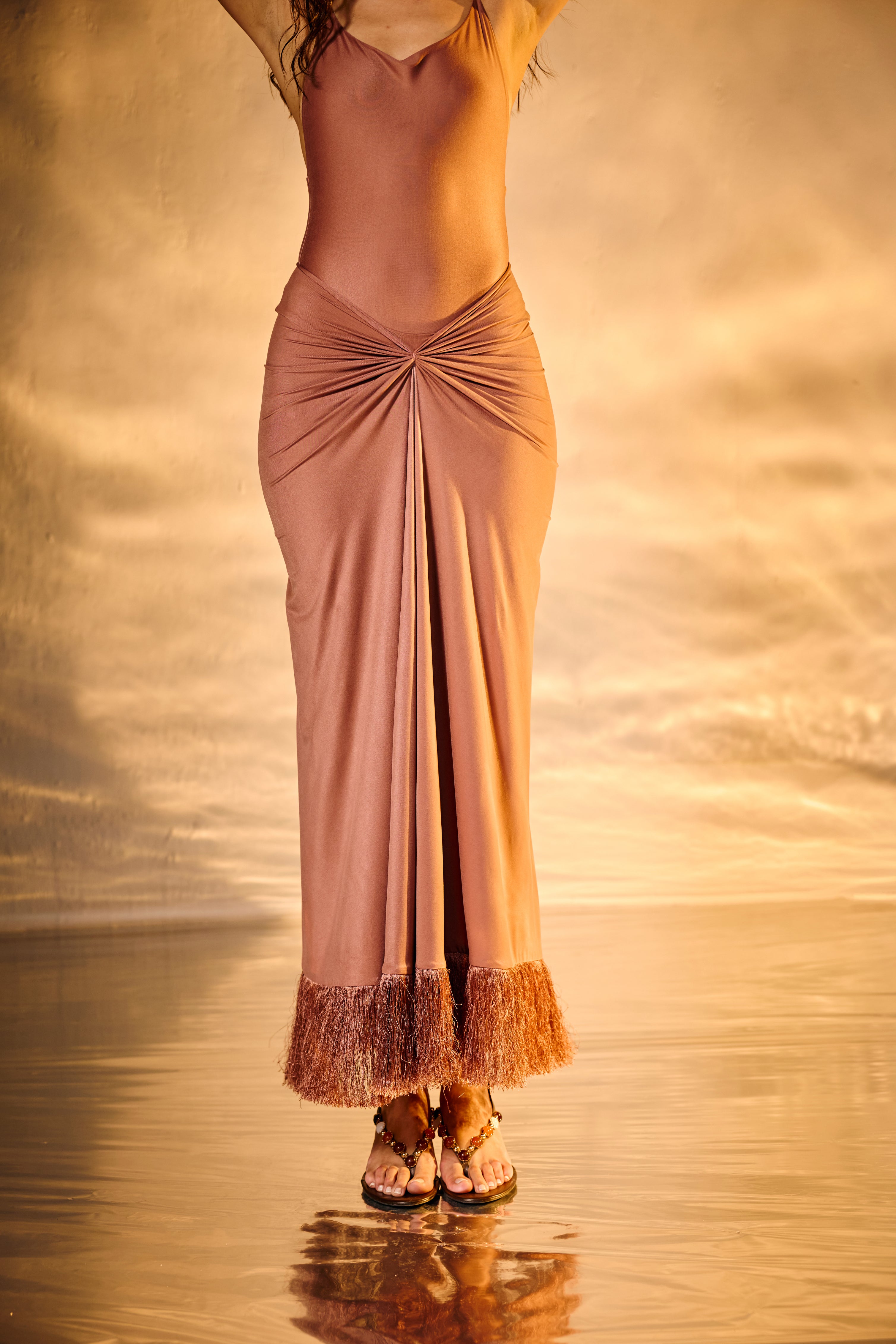 Sunset Dune Mauve Beaded Bodysuit