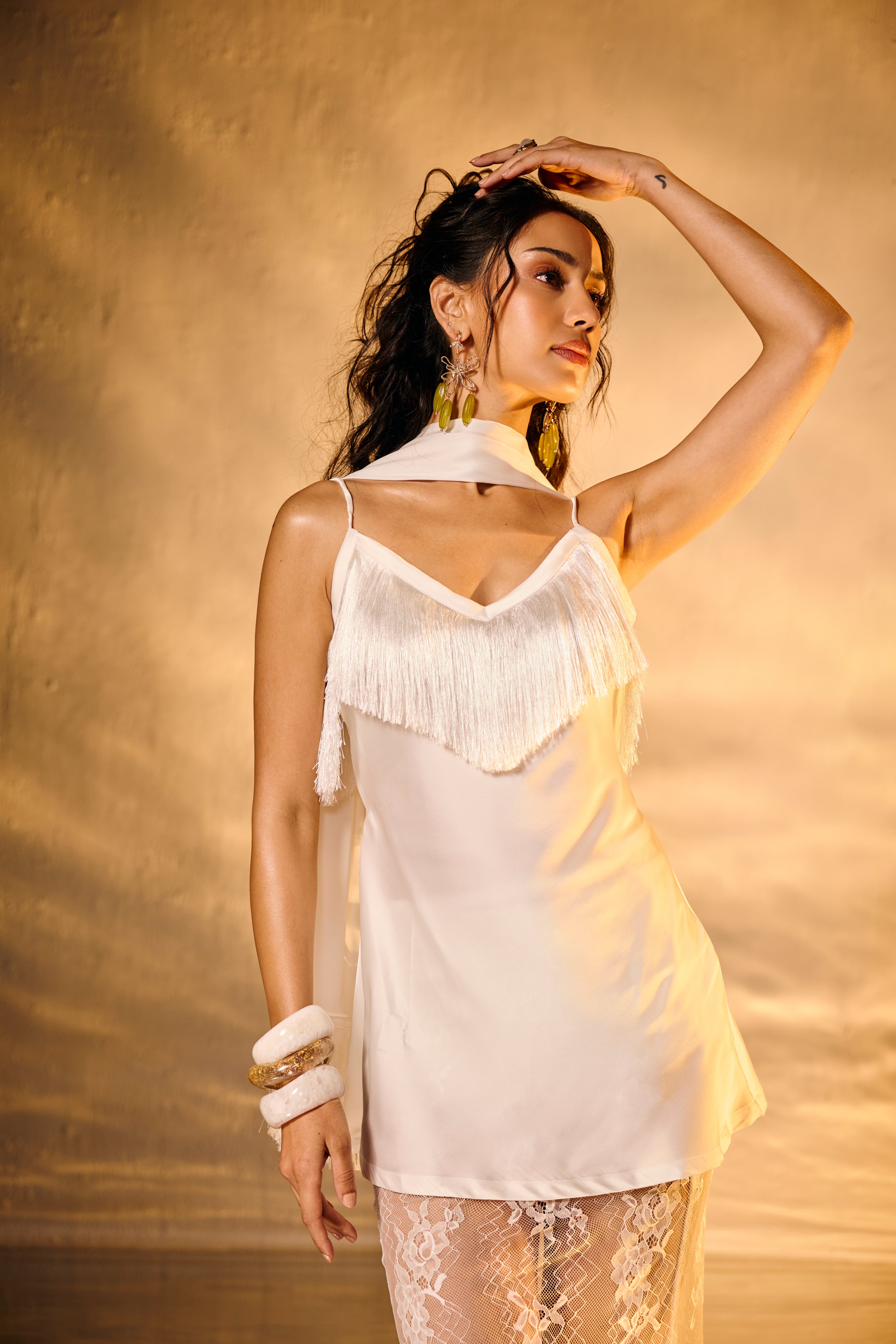Ibiza Moon White Sheer Lace Midi Skirt