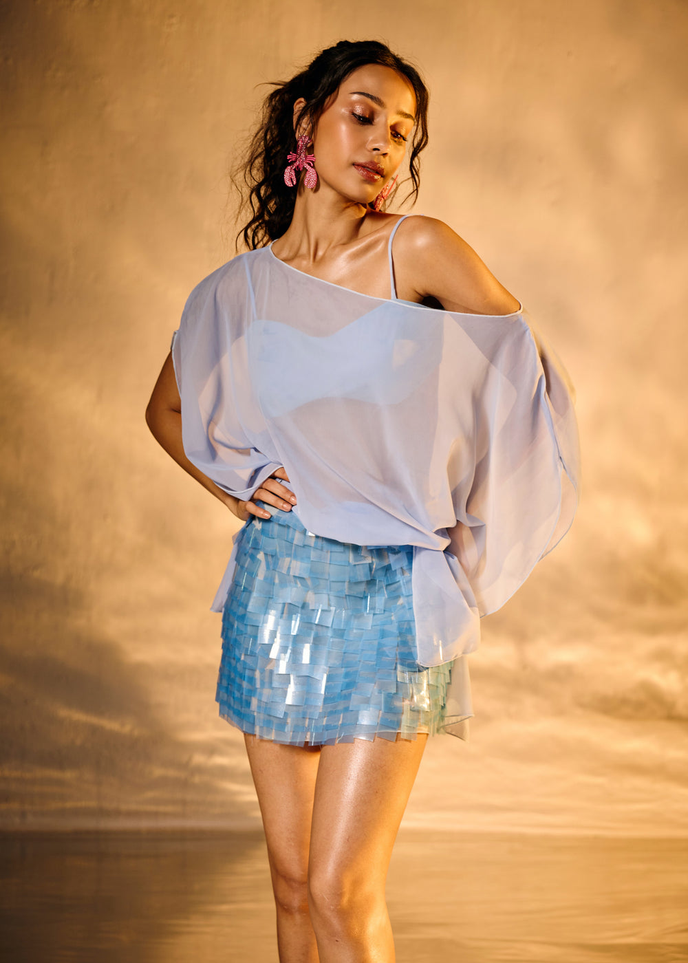 Arina Blue Cape Top and Bralette