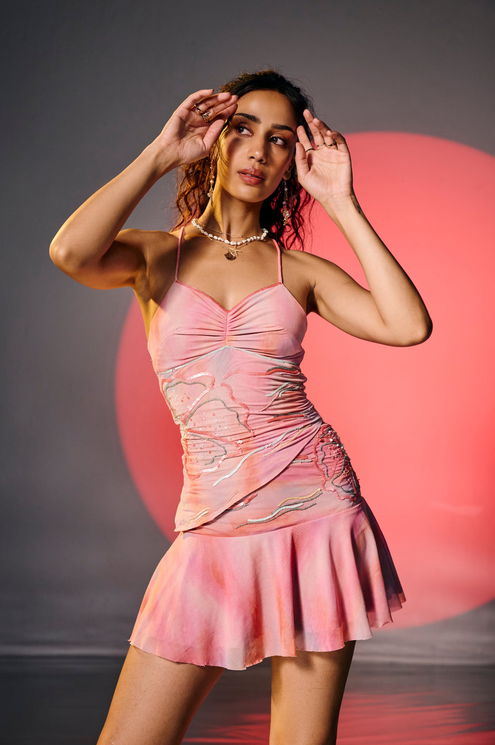 Cotton Candy Pink Embroidered Skirt