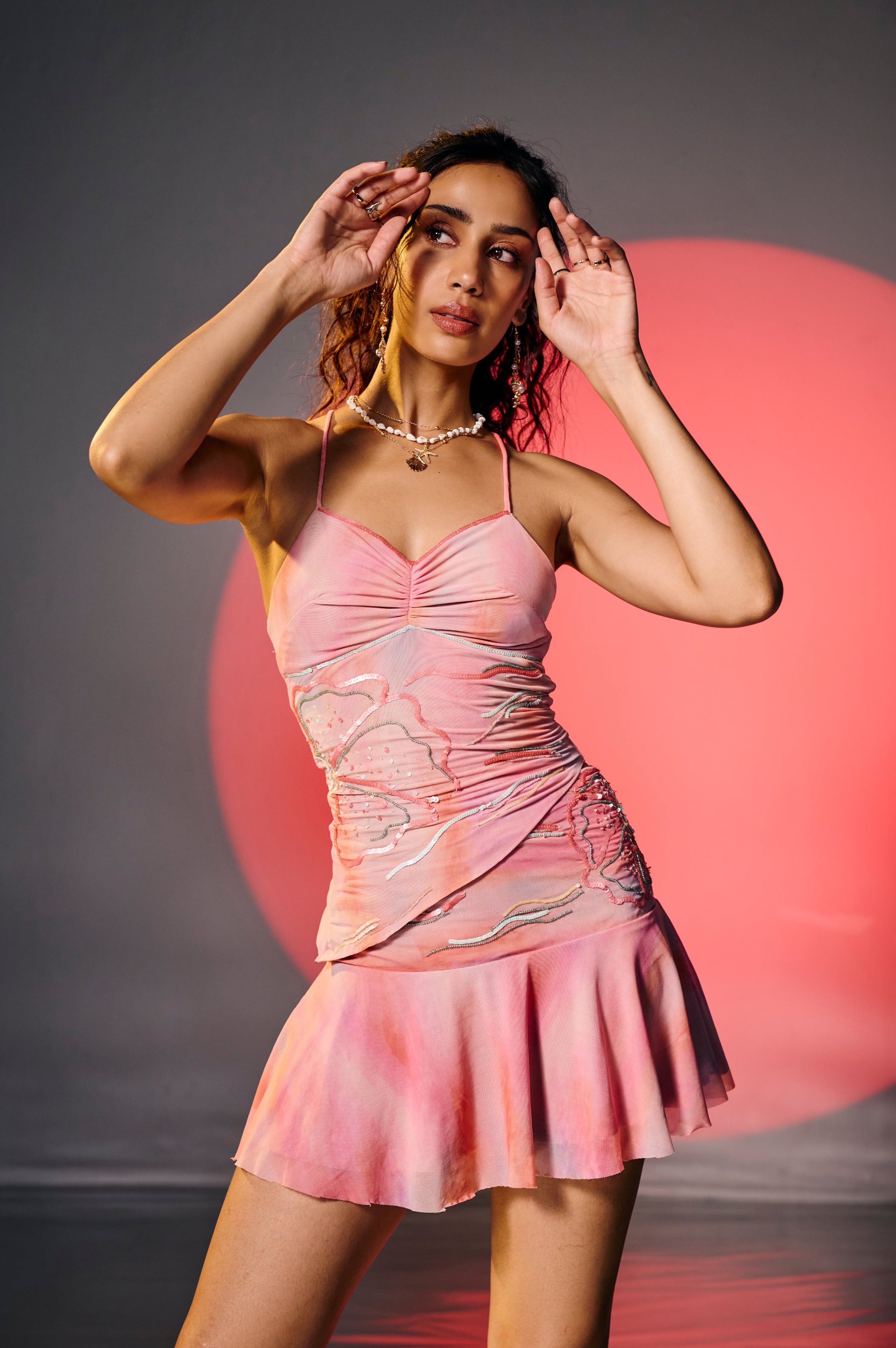 Cotton Candy Pink Embroidered Skirt